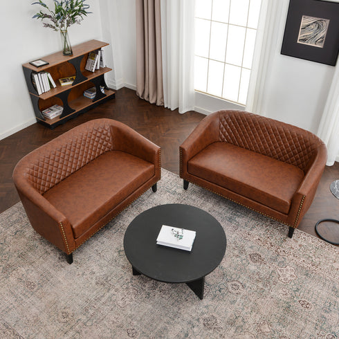 Logan Faux Leather Tufted Loveseat | Fabric Loveseat Couch | Kinwell Furniture | Modern Loveseats & Comfortable Loveseat Sofa Couches
